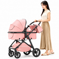 2-in-1 Baby Stroller and Pram with Adjustable Canopy, Foldable Design and Mom Bag